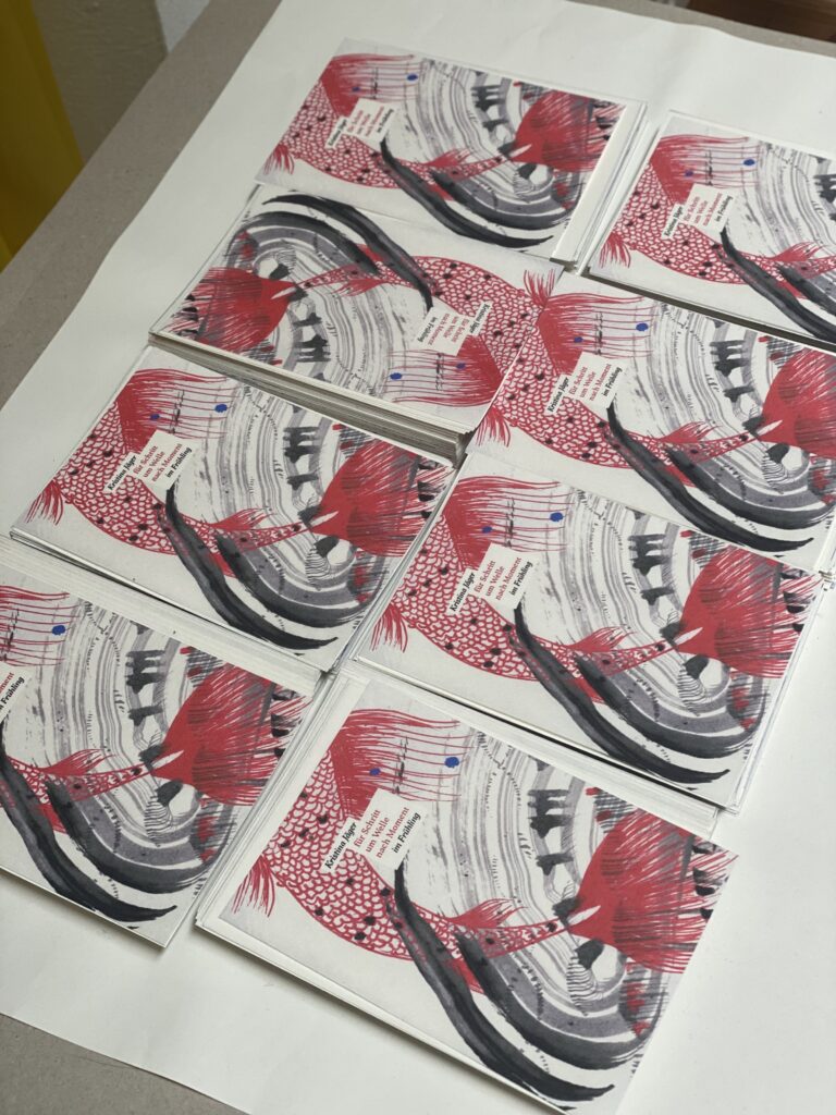 für schritt um welle nach Moment Vorbereitungen, Notizbücher, erste Testdrucke, hinter den Kulissen, making of